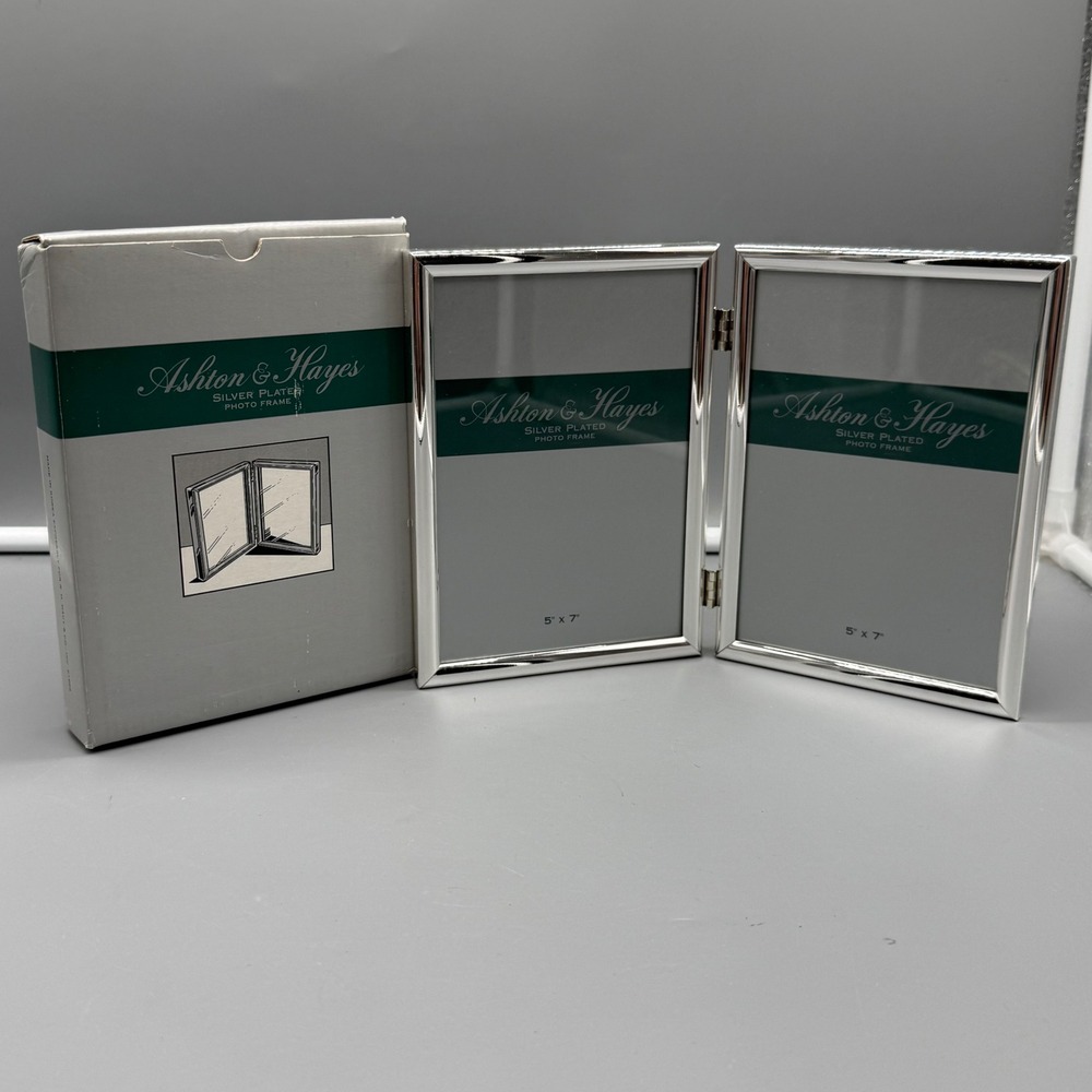 Vintage Ashton & Hayes Silver Plated Double Hinged 5x7 Photo Frame 241005